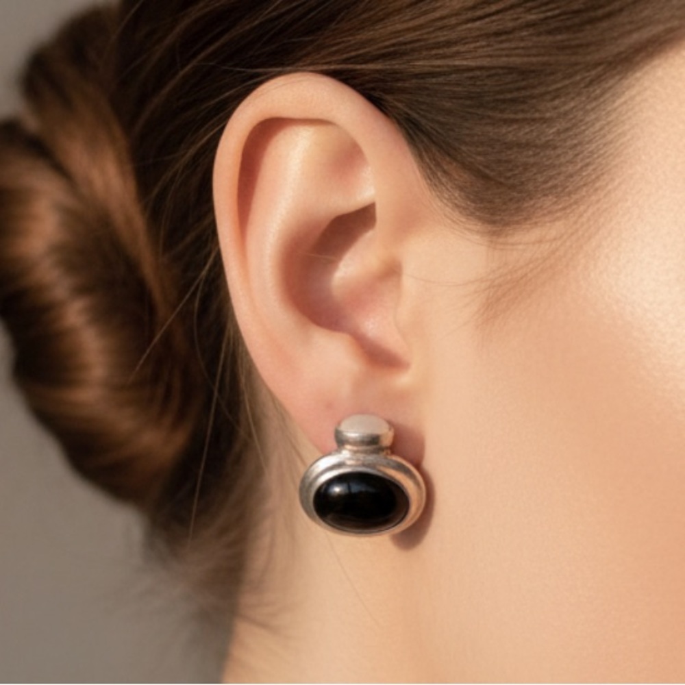 sterling silver earrings Onyx earrings Joseph Esposito